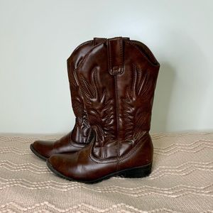 Brown Cowboy Boots Girls Size 2 Like New Western